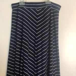 Navy Blue & White Maxi Skirt